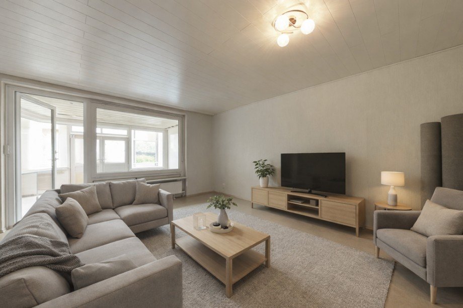 EG Wohnzimmer Einrichtungsbeispiel Reihenmittelhaus Wolfsburg / Vorsfelde