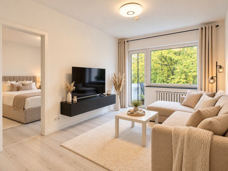 Wohnzimmer Blick Balkon Wolfsburg / Rabenberg Etagenwohnung Sanierte 2- Zimmer Wohnung in Innenstadtnaher Lage