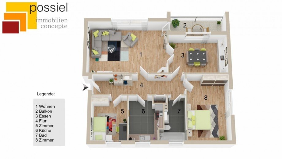 Grundriss Erdgeschosswohnung Wolfsburg / Klieversberg