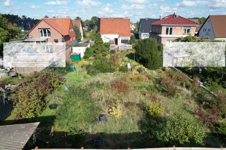 Blick zur Haus-S�dseite Wolfsburg / S�lfeld Wohngrundst�ck **possiel makes it possible** 941 m� Grundst�ck mit Abrisshaus in S�lfeld