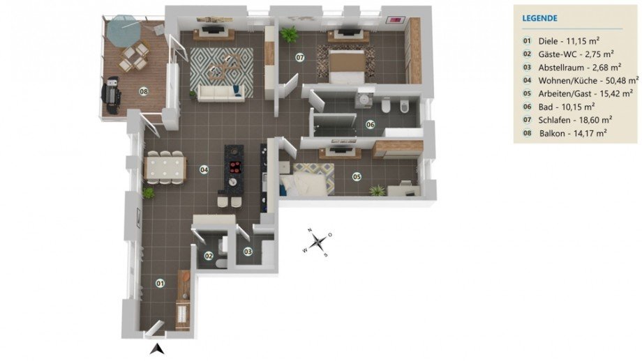 Wohnungsgrundriss Etagenwohnung Wolfsburg / Steimker G�rten