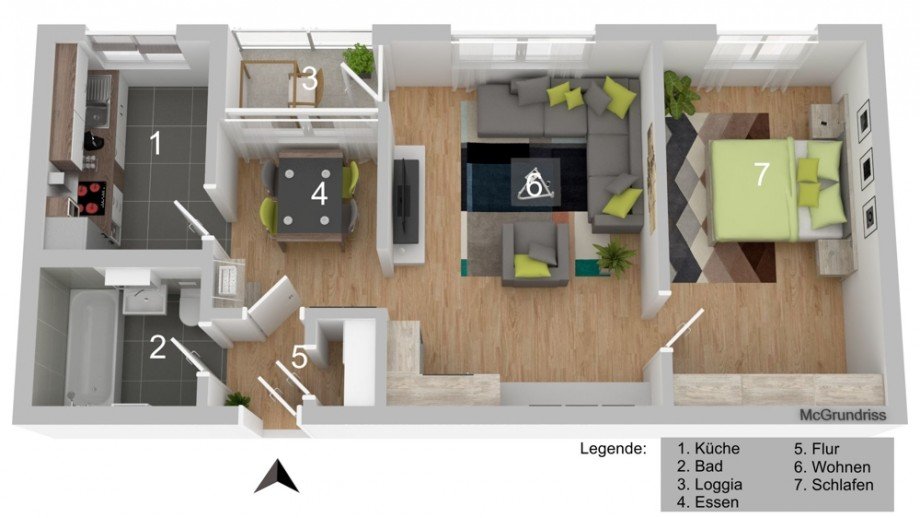 Grundriss WHG Etagenwohnung Wolfsburg / Westhagen