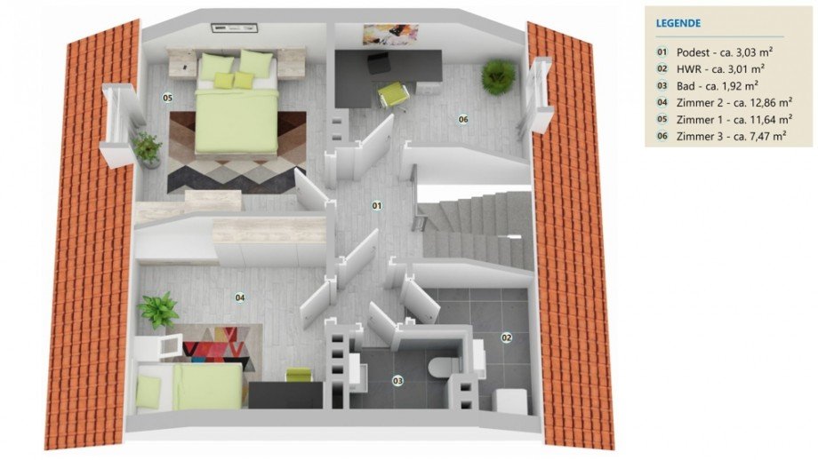Dachgeschoss Reihenmittelhaus Wolfsburg