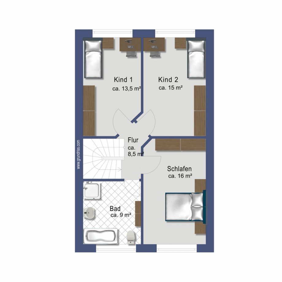 Obergeschoss Reihenmittelhaus Braunschweig / Lamme