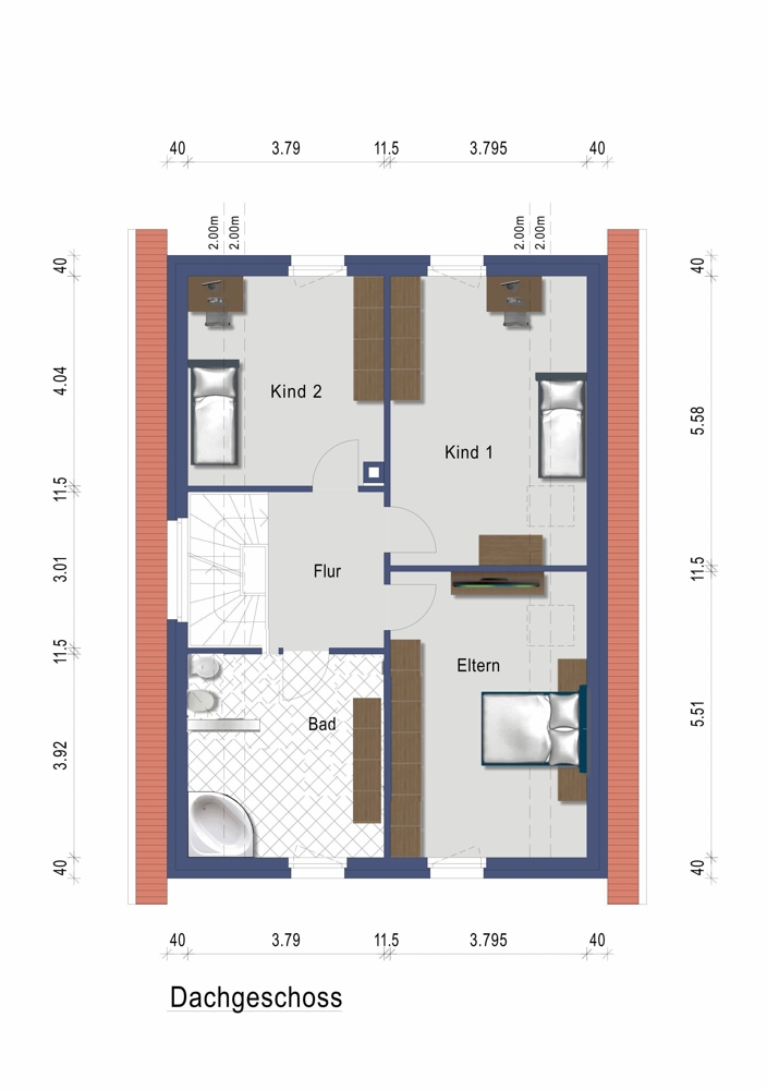 Grundriss Dachgeschoss Einfamilienhaus Wolfsburg / Ehmen
