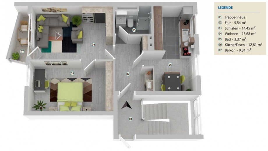 Grundriss Etagenwohnung Wolfsburg / Rabenberg