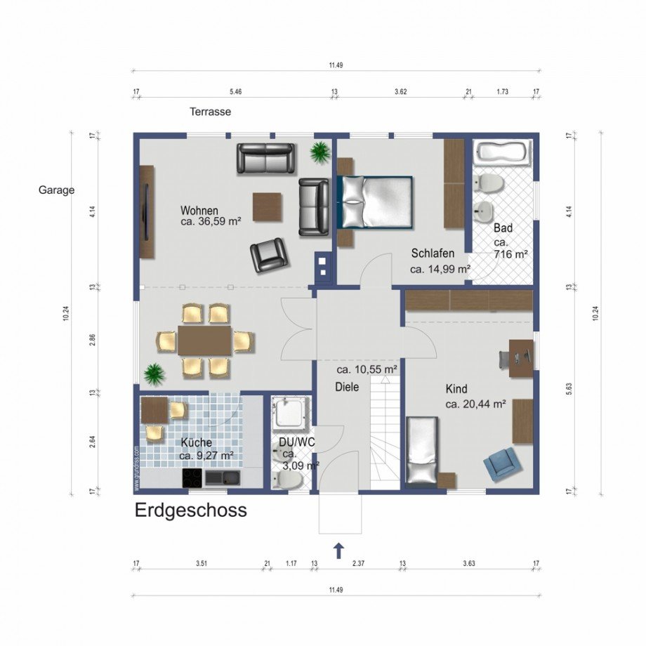Grundriss EG V�lkenrode Einfamilienhaus Braunschweig / V�lkenrode