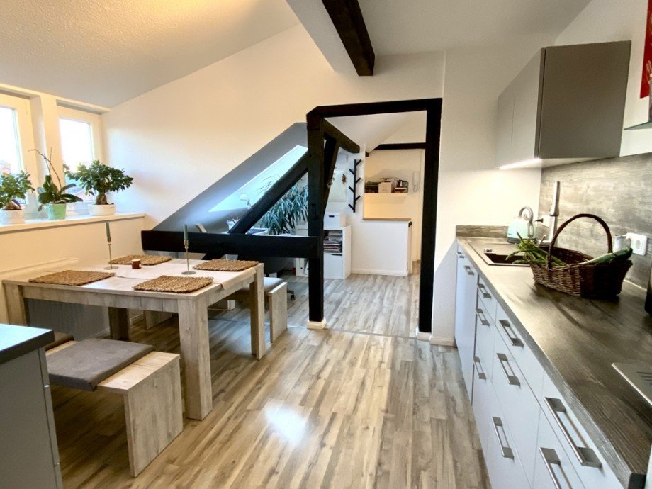 K�chenblick Dachgeschosswohnung Helmstedt