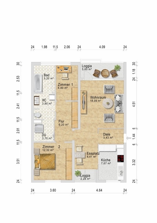 Grundriss Etagenwohnung Wolfsburg