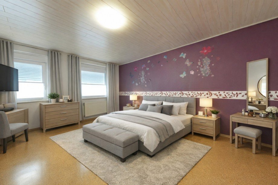 OG Schlafzimmer Einrichtungsbeispiel Reihenmittelhaus Wolfsburg / Vorsfelde