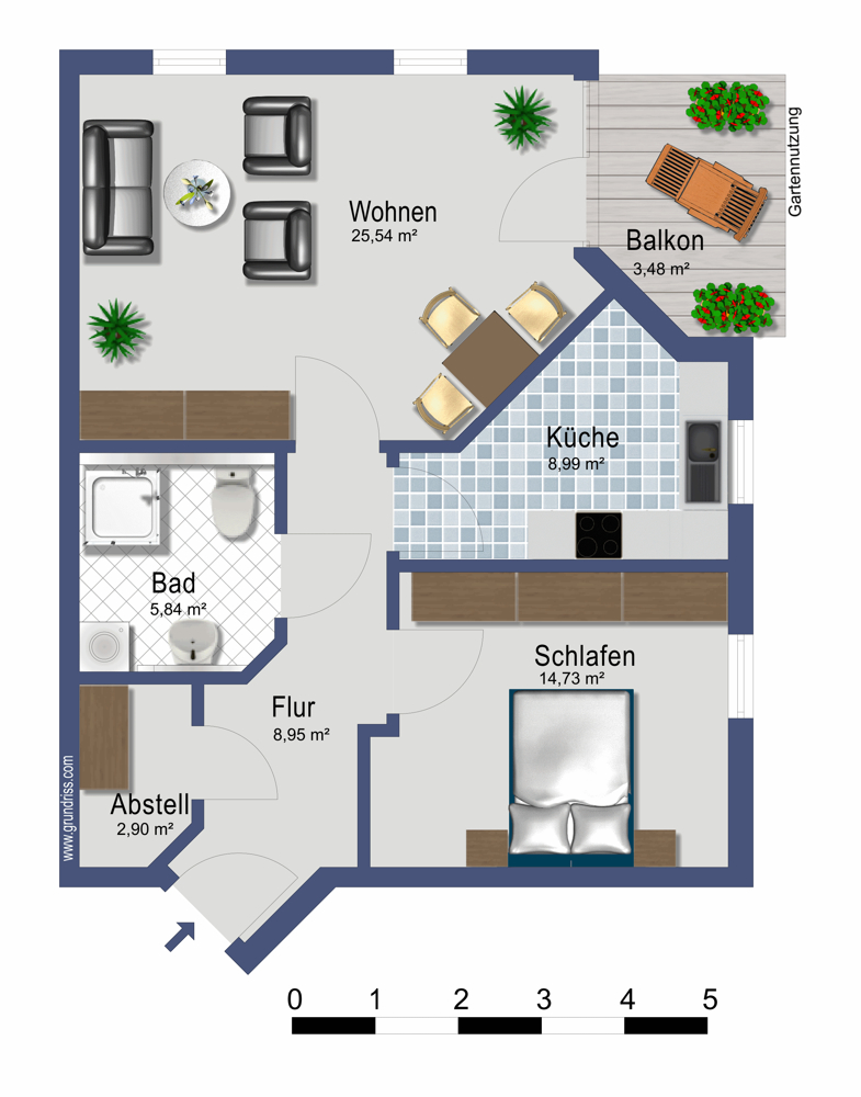 Grundriss Erdgeschosswohnung Wolfsburg / Detmerode