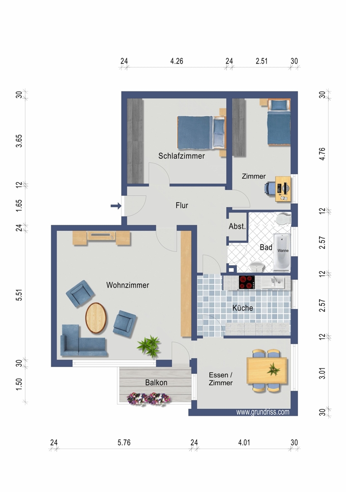Grundriss WG EG Erdgeschosswohnung Wolfsburg / Klieversberg