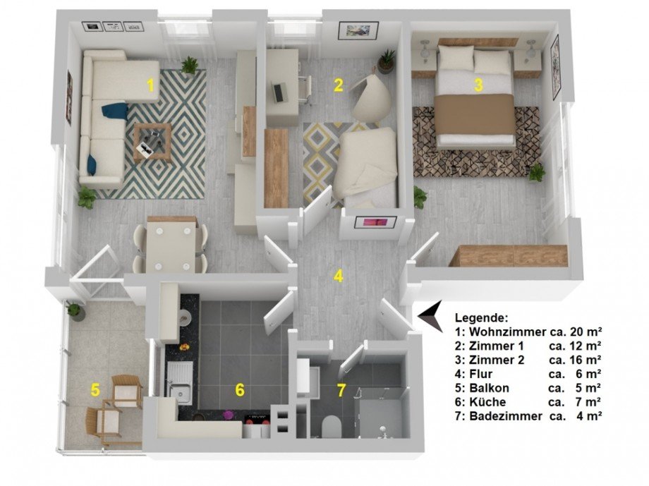 Grundriss Etagenwohnung Wolfsburg / Eichelkamp
