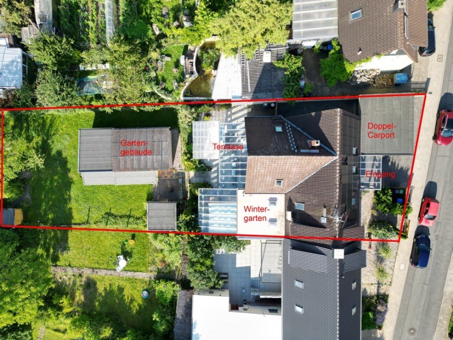 Luftbildaufnahme Grundst�ck markiert Doppelhaush�lfte Wolfsburg