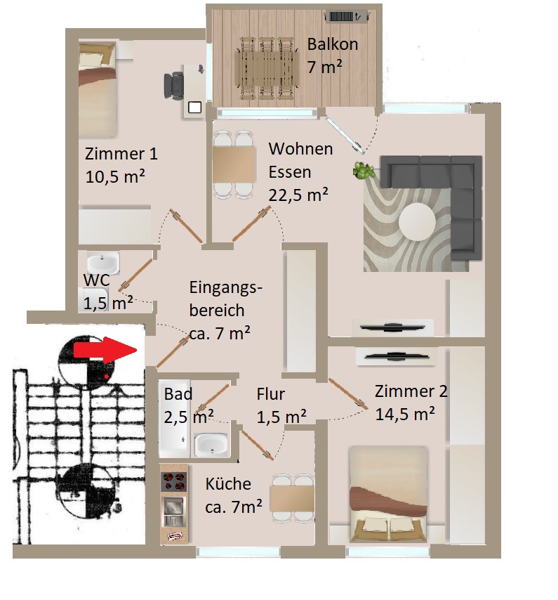 Grundriss Etagenwohnung Wolfsburg