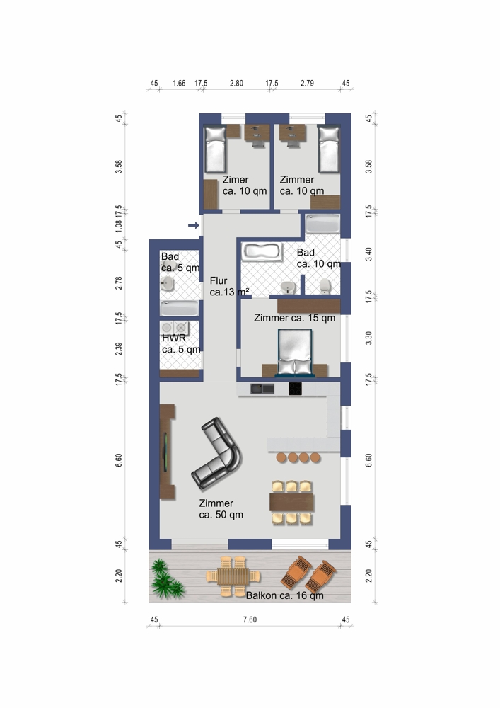 Grundriss Etagenwohnung Braunschweig / Broitzem