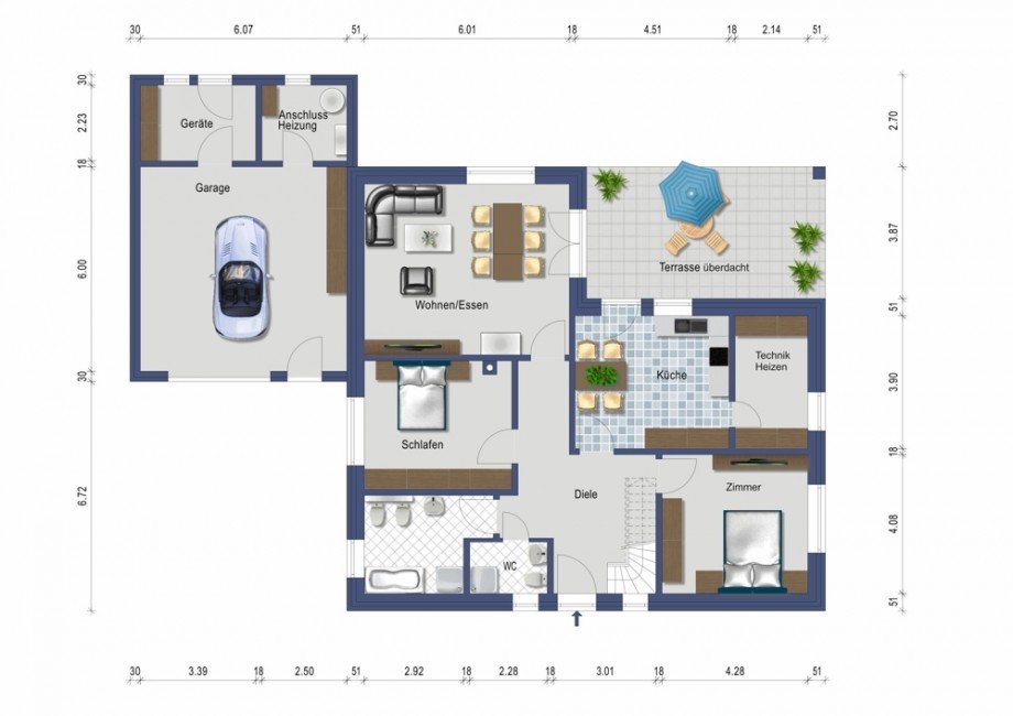Grundriss 1000h Bungalow Velpke