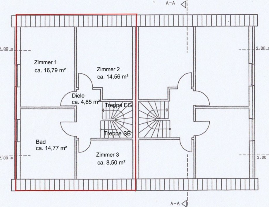 Grundriss DG Doppelhaush�lfte Velpke