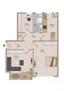 Grundriss **possiel makes it possible** Frisch sanierte 3 ZI-WHG inkl. Einbauk�che! Stadtmitte!