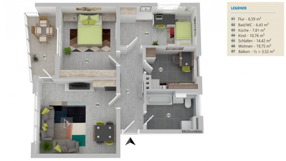 Grundriss Etagenwohnung Wolfsburg / Kreuzheide