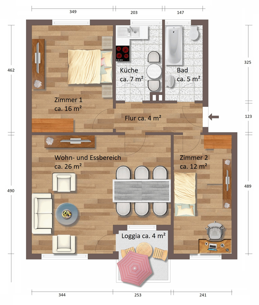 Wohnungsgrundriss Etagenwohnung Wolfsburg