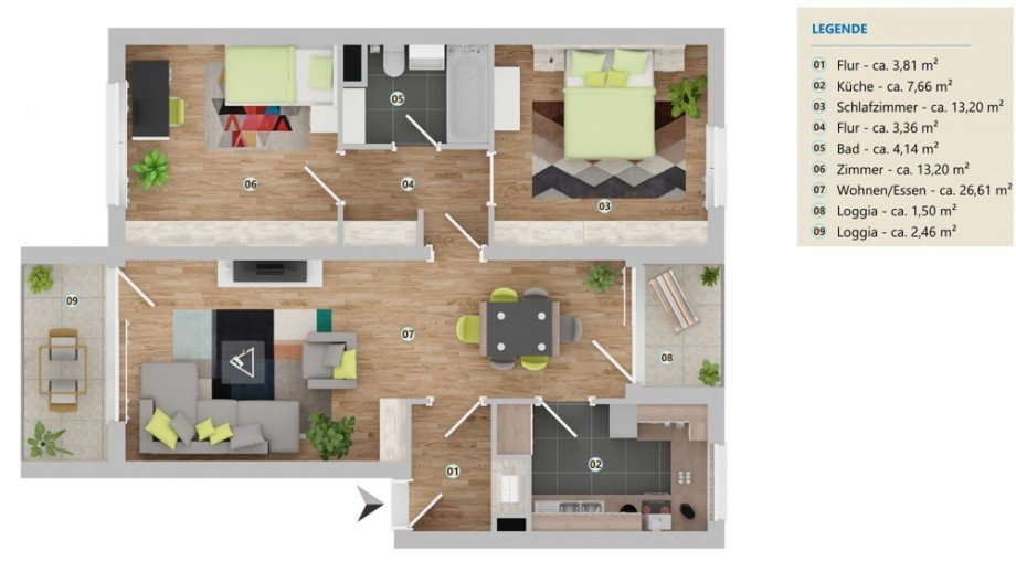 Grundriss Etagenwohnung Wolfsburg / Vorsfelde