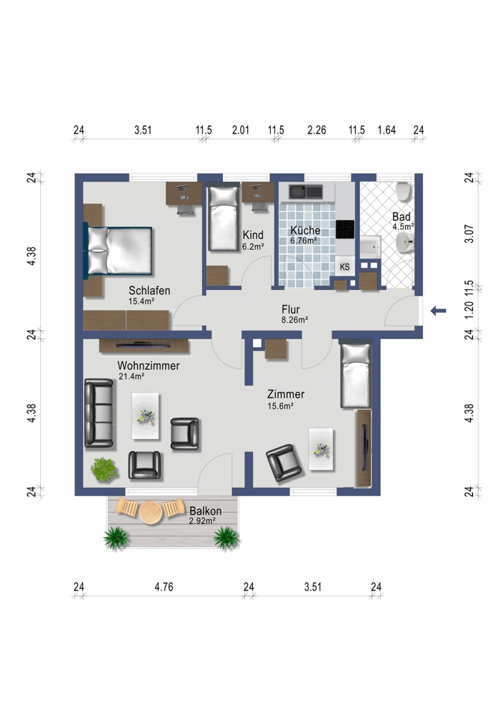 Grundriss EG Erdgeschosswohnung Wolfenb�ttel